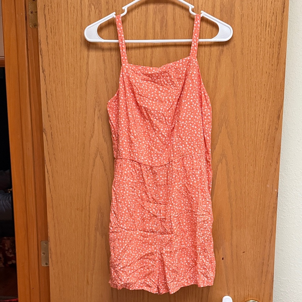 Old Navy Coral Romper with White Dots
